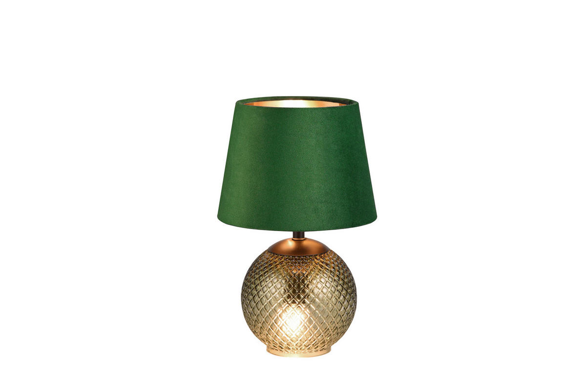 TISCHLEUCHTE - Goldfarben/Grün, Modern, Glas/Textil (18/29cm)