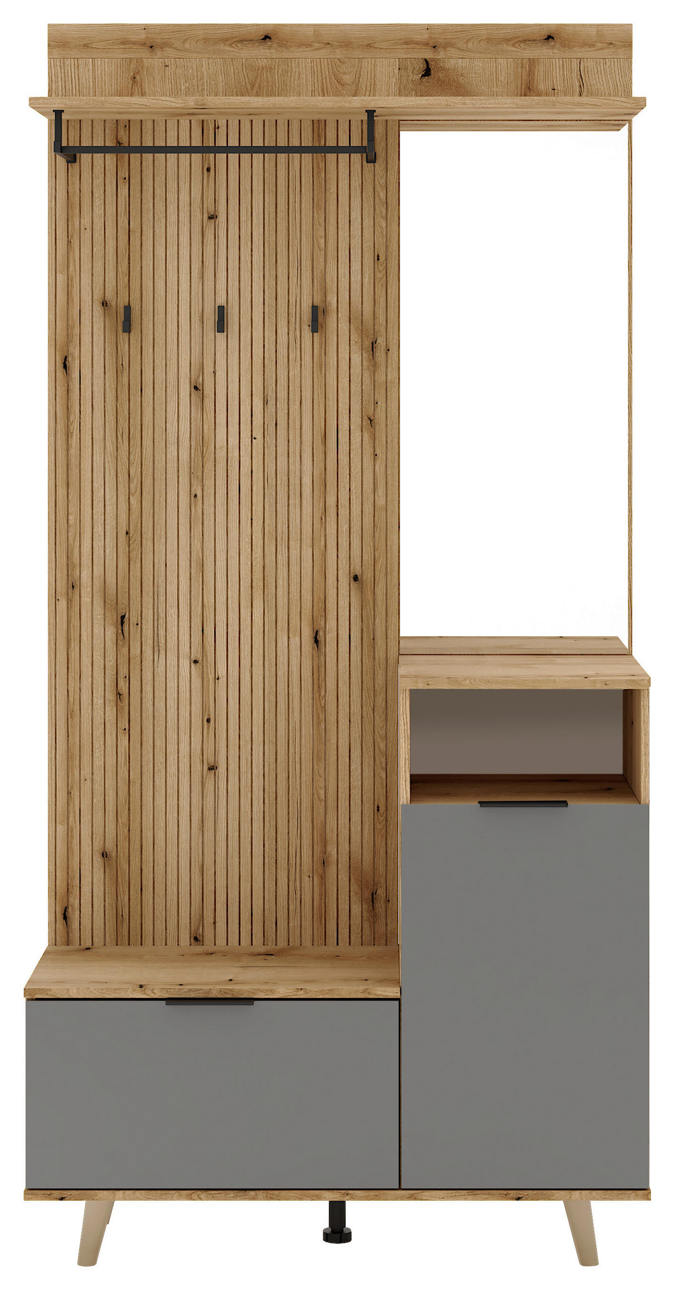 GARDEROBE  in 100/204/40 cm  - Eichefarben/Graphitfarben, Design, Holzwerkstoff (100/204/40cm) - Boxxx