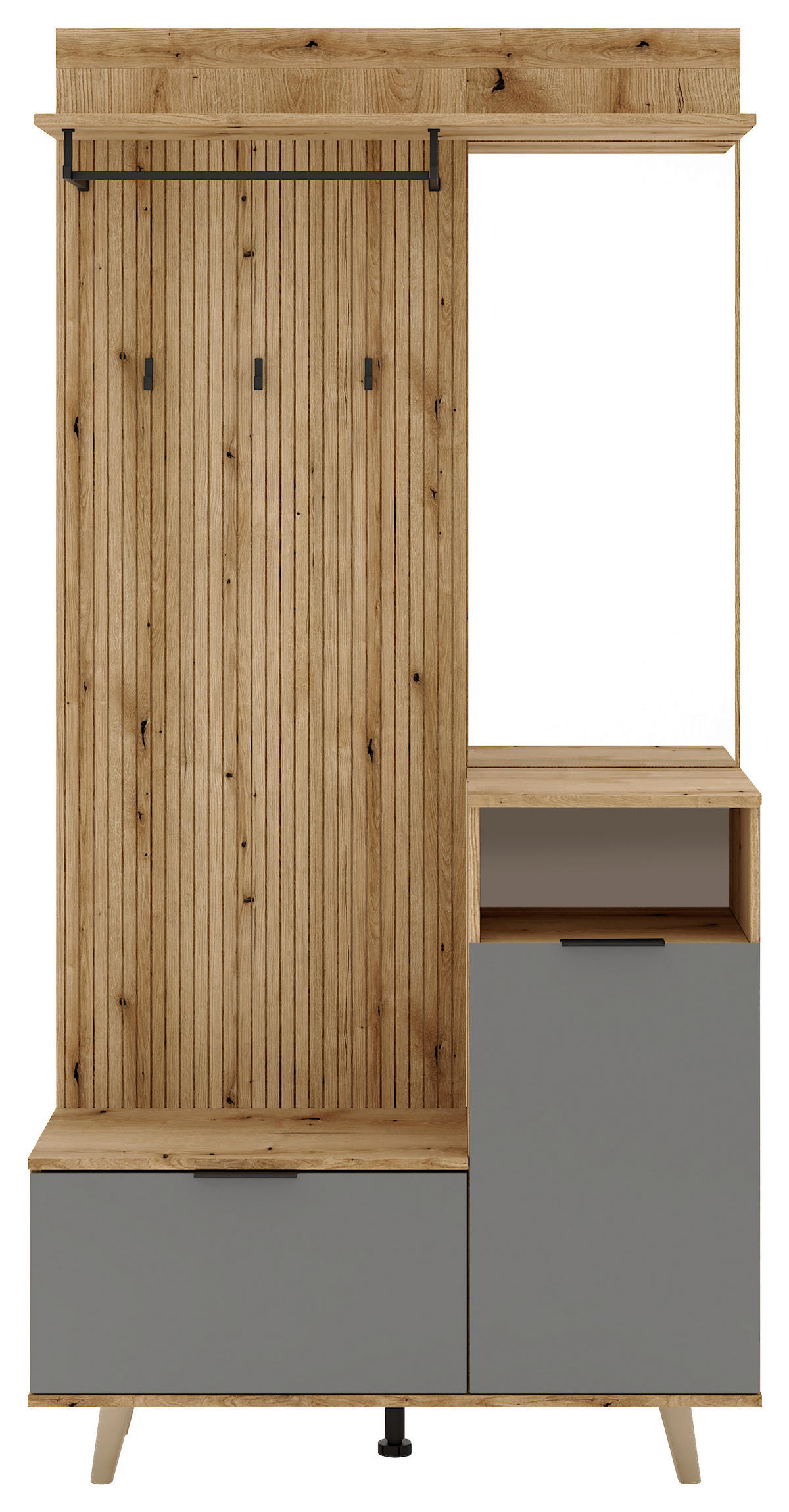 GARDEROBE  in 100/204/40 cm  - Eichefarben/Graphitfarben, Design, Holzwerkstoff (100/204/40cm) - Boxxx