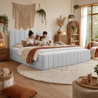 FAMILIENBETT 240/200 cm, Silberfarben  - Silberfarben/Schwarz, Basics, Kunststoff/Textil (240/200cm) - Chameo