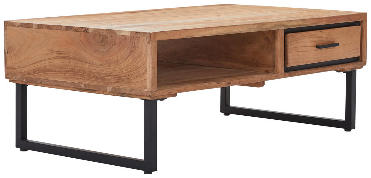 KONFERENČNÍ STOLEK, černá, barvy akácie, dřevo, kov, 118/70/45 cm - černá/barvy akácie, Design, kov/dřevo (118/70/45cm) - Landscape