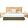 BOXSPRINGBETT 180/200 cm  in Zirbelkieferfarben, Olivgrün  - Zirbelkieferfarben/Olivgrün, Natur, Holz/Textil (180/200cm) - Valnatura