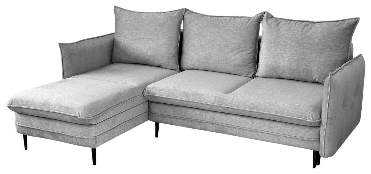 ECKSOFA in Flachgewebe Grau  170/235 cm  - Schwarz/Grau, Design, Holz/Kunststoff (170/235cm) - MID.YOU
