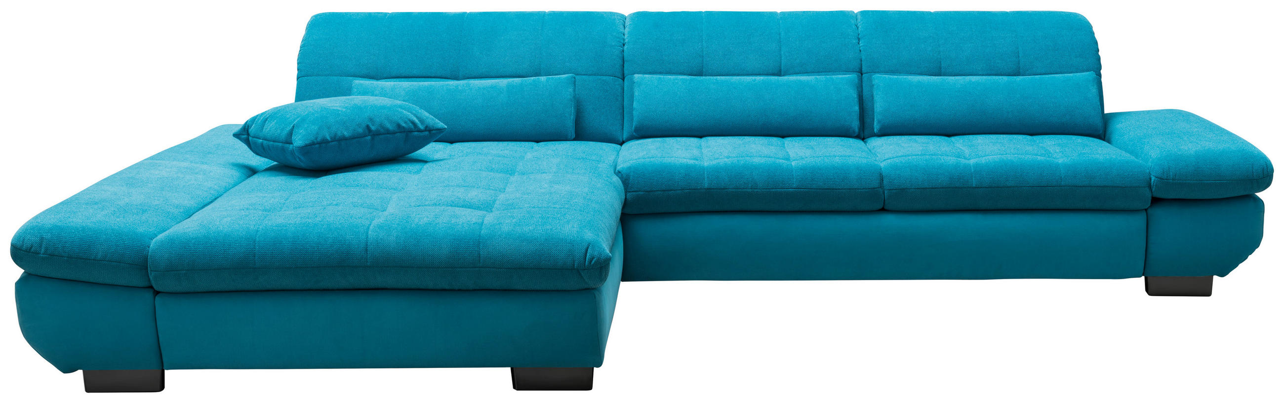 WOHNLANDSCHAFT Türkis Webstoff, Flachgewebe - Türkis/Schwarz, Design, Textil (204/341cm) - Xora