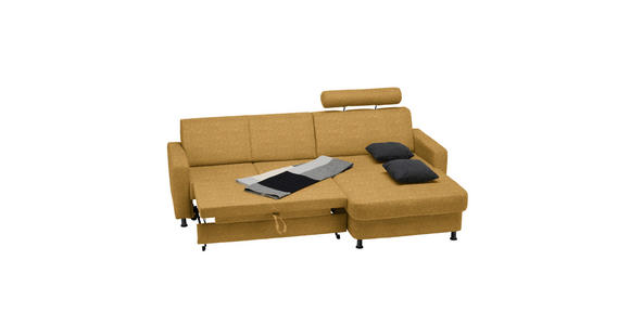 ECKSOFA  in Webstoff Honig  257/165 cm  - Schwarz/Honig, Design, Kunststoff/Textil (257/165cm) - Xora