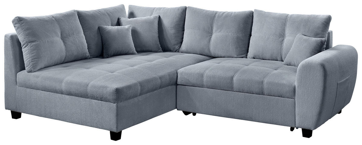 ECKSOFA Hellgrau Plüsch  - Hellgrau/Schwarz, KONVENTIONELL, Kunststoff/Textil (175/249cm) - Carryhome