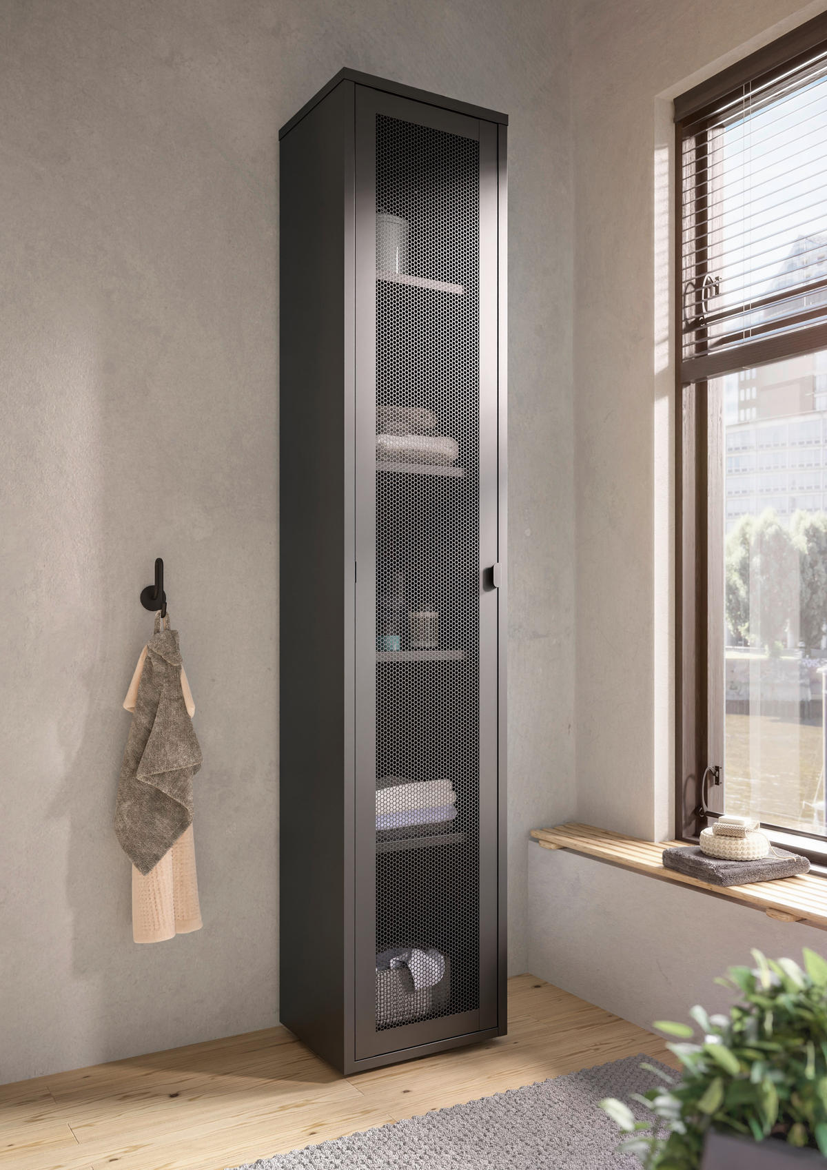 HOCHSCHRANK 38/195/30 cm  - Schwarz, Design, Kunststoff/Metall (38/195/30cm) - home24