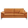 3-SITZER-SOFA  in Echtleder Cognac   - Cognac/Schwarz, Design, Leder/Metall (224/86/97cm) - Schöner Wohnen