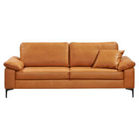 3-SITZER-SOFA in Leder Cognac  - Cognac/Schwarz, Design, Leder/Metall (224/86/97cm) - Schöner Wohnen