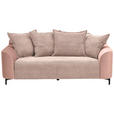 2-SITZER-SOFA in Cord, Velours Rosa  - Schwarz/Rosa, KONVENTIONELL, Textil/Metall (175/84/99cm) - Carryhome