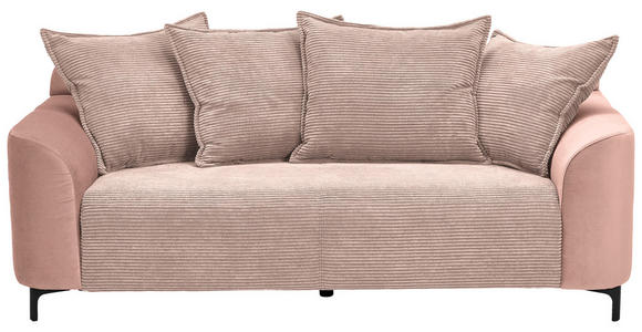 2-SITZER-SOFA in Cord, Velours Rosa  - Schwarz/Rosa, KONVENTIONELL, Textil/Metall (175/84/99cm) - Carryhome