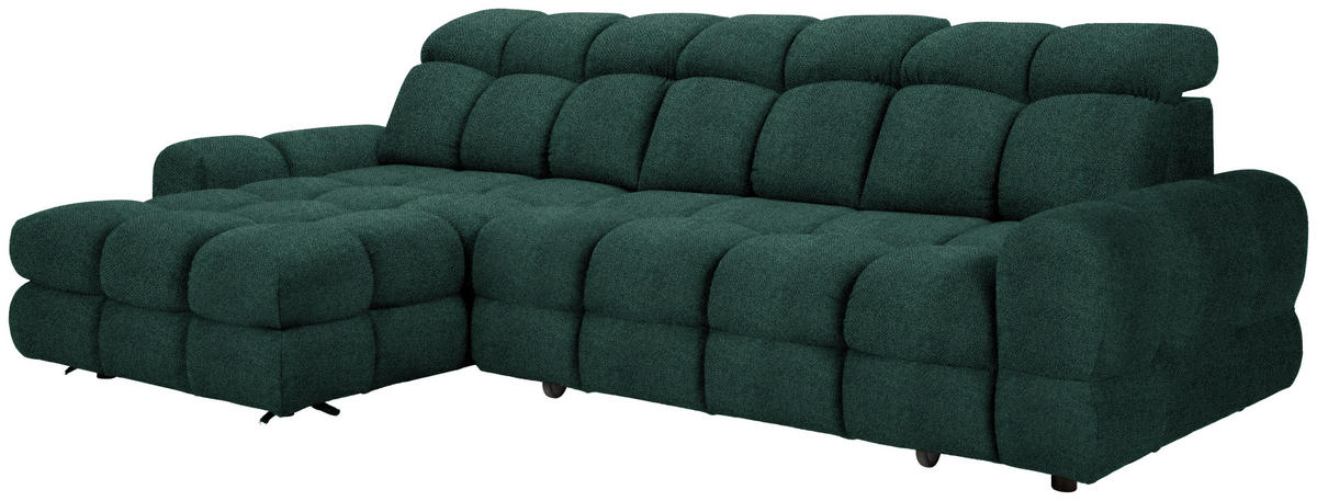 HÖRNSOFFA i velour mörkgrön  - svart/mörkgrön, Design, textil/plast (178/283cm) - Welnova