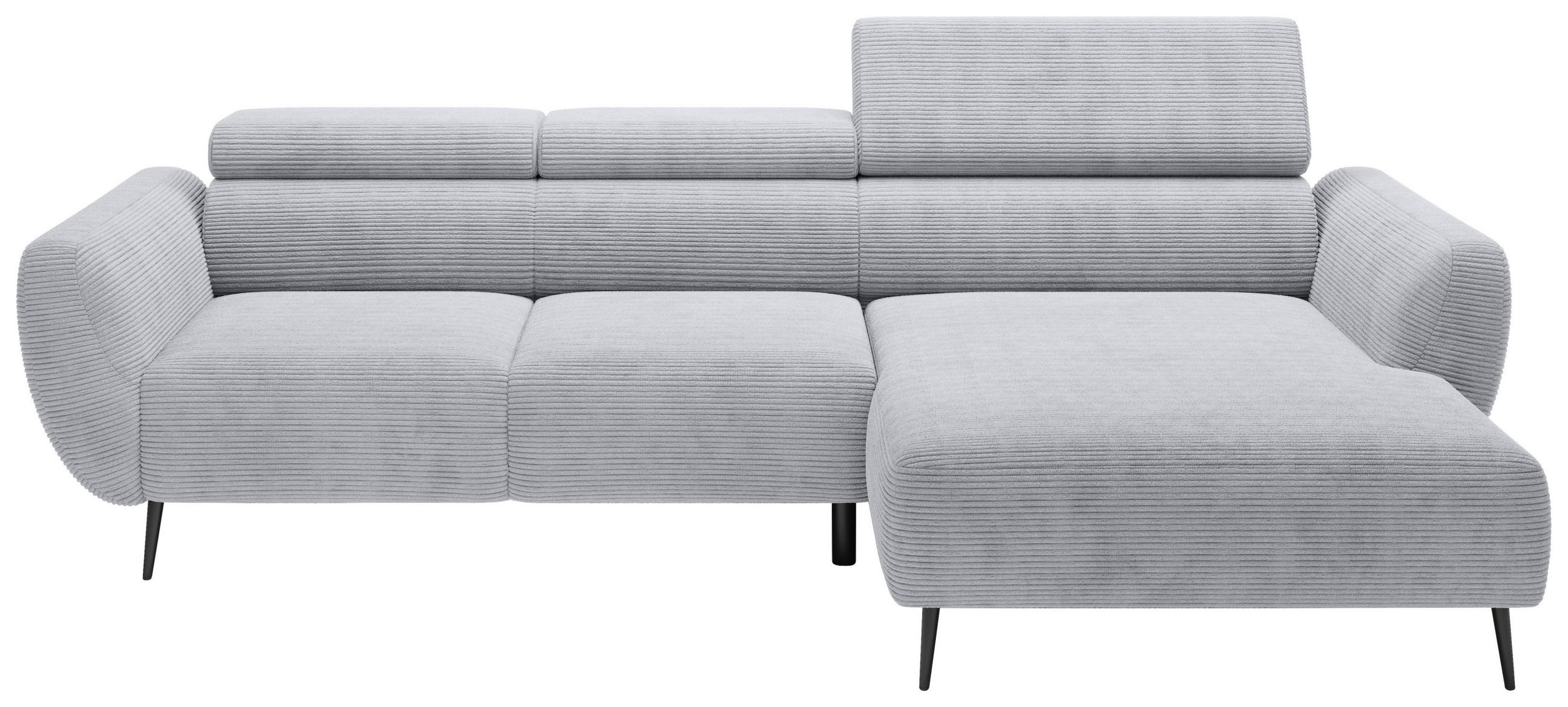 ECKSOFA in Cord Dunkelgrau  277/174 cm  - Dunkelgrau/Schwarz, KONVENTIONELL, Textil/Metall (277/174cm) - Carryhome