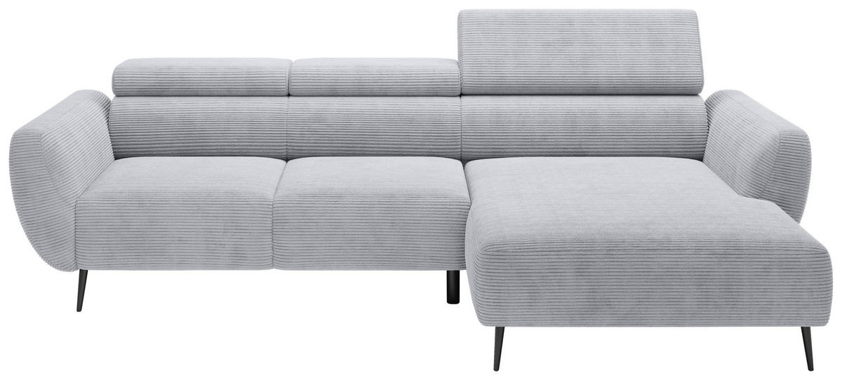 ECKSOFA in Cord Dunkelgrau  - Dunkelgrau/Schwarz, Konventionell, Textil/Metall (277/174cm) - Carryhome