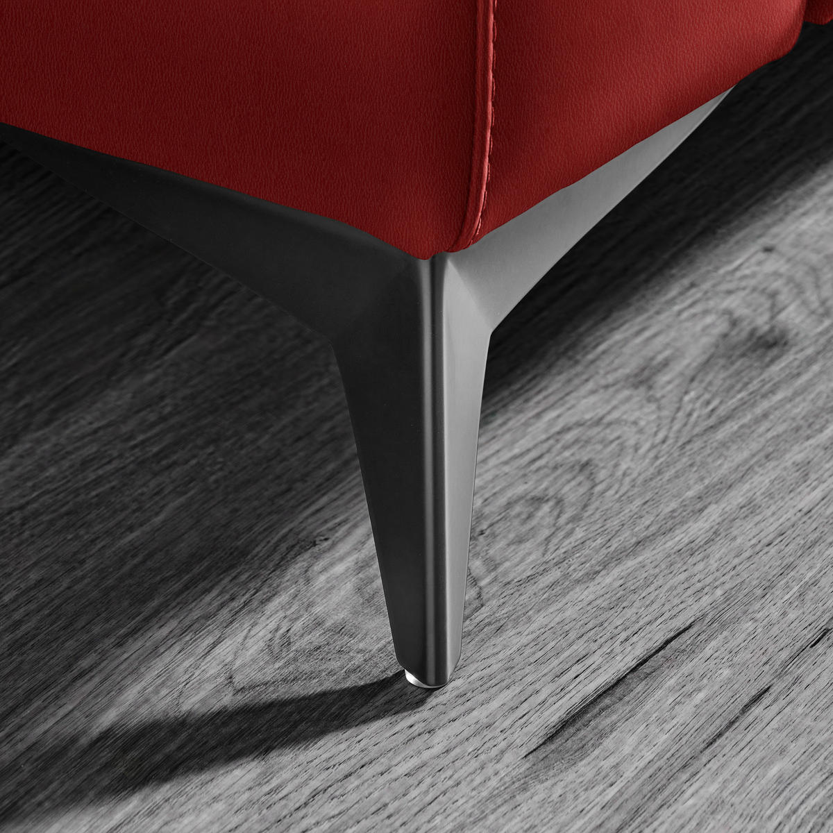 3-SITZER-SOFA  in Echtleder Rot   - Rot/Schwarz, Design, Leder/Metall (207/107/98cm) - Belluti