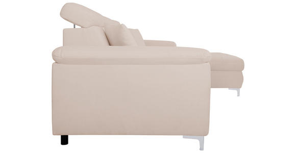 ECKSOFA in Flachgewebe Creme - Chromfarben/Creme, KONVENTIONELL, Textil/Metall (268/175cm) - Carryhome