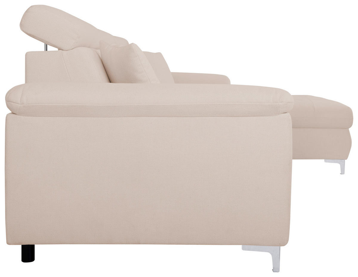 ECKSOFA in Flachgewebe Creme  - Chromfarben/Creme, Konventionell, Textil/Metall (268/175cm) - Carryhome