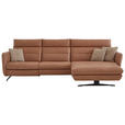 ECKSOFA in Echtleder Haselnussfarben  - Schwarz/Haselnussfarben, Design, Leder/Metall (300/157cm) - Dieter Knoll