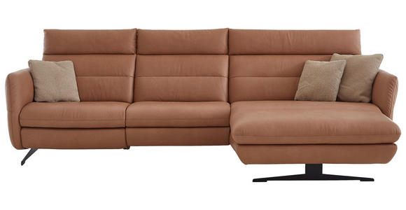 ECKSOFA in Echtleder Haselnussfarben 300/157 cm - Schwarz/Haselnussfarben, Design, Leder/Metall (300/157cm) - Dieter Knoll