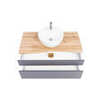 WASCHTISCHKOMBI 101 cm  - Graphitfarben/Weiß, Natur, Keramik/Holzwerkstoff (101cm) - Xora