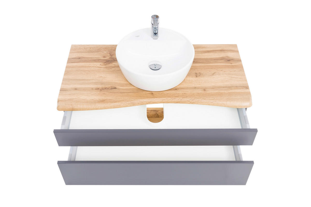 WASCHTISCHKOMBI 101 cm  - Graphitfarben/Weiß, Natur, Keramik/Holzwerkstoff (101cm) - Xora