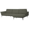 ECKSOFA Florenz in Echtleder Graubraun  - Graubraun/Schwarz, Design, Leder/Metall (319/182cm) - Valnatura