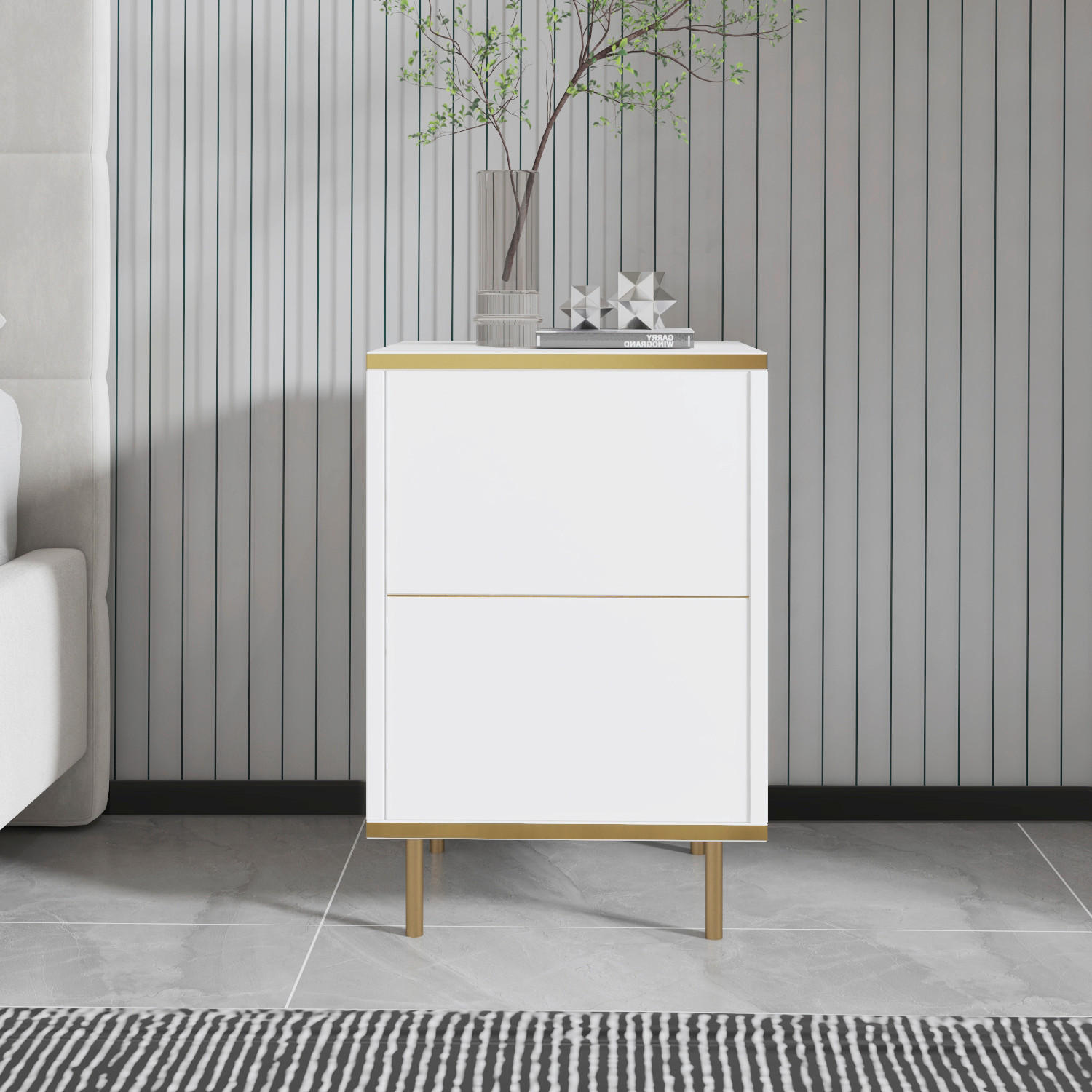 NACHTTISCH 40/60/35 cm  - Goldfarben/Schwarz, Design, Holzwerkstoff/Metall (40/60/35cm) - Livetastic