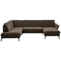 WOHNLANDSCHAFT in Velours Braun  - Schwarz/Braun, Design, Textil/Metall (220/335/179cm) - Beldomo System