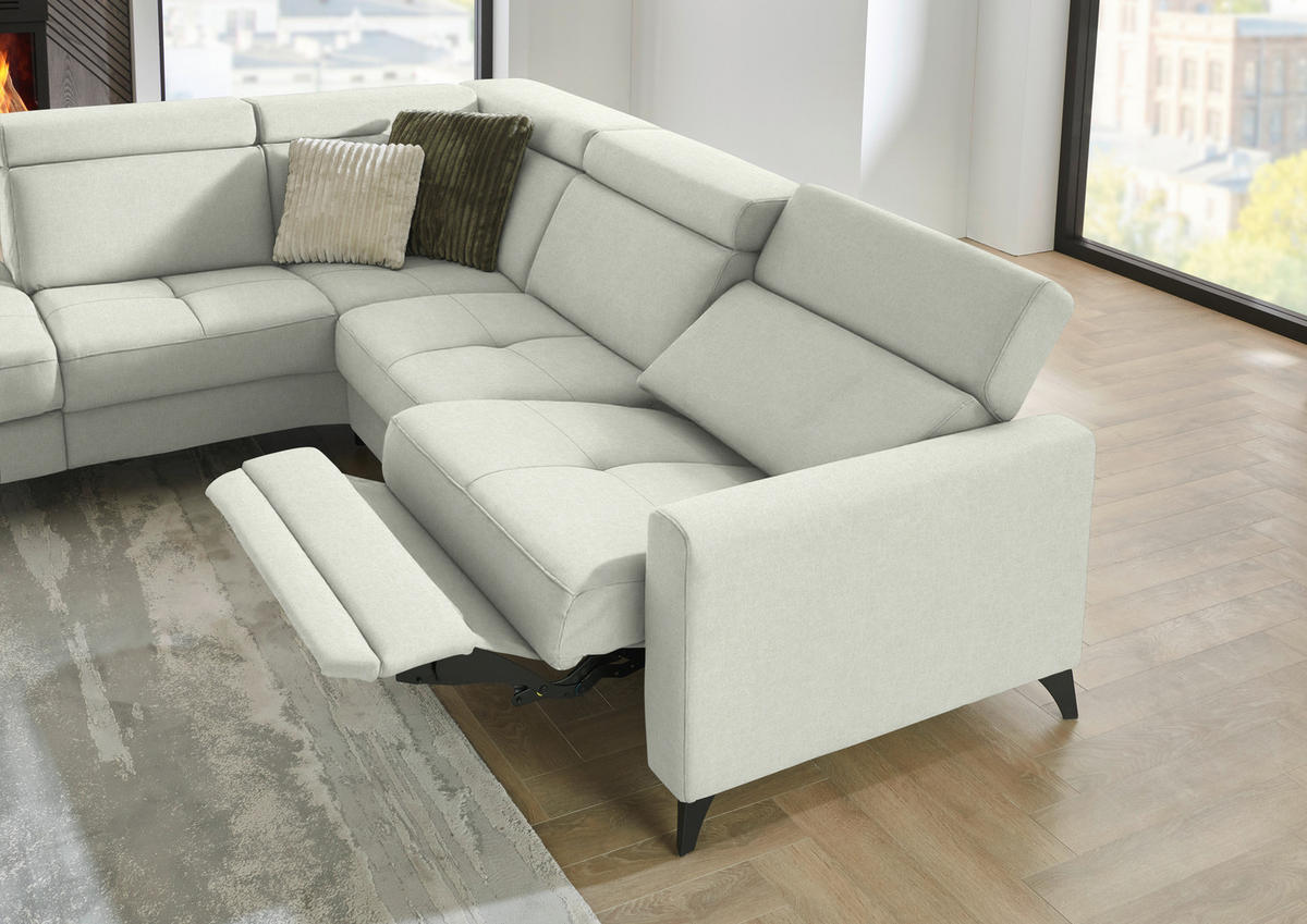 ECKSOFA Beldomo System in Flachgewebe Naturfarben  214/276 cm  - Schwarz/Naturfarben, KONVENTIONELL, Textil/Metall (214/276cm) - Beldomo System