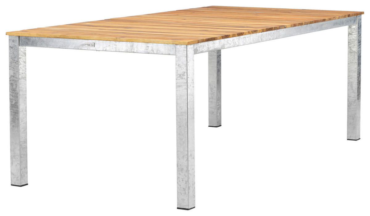 UTEBORD trä, metall rektangulär  - akaciefärgad/zinkfärgad, Klassisk, metall/trä (200/100/74cm) - Gardenson