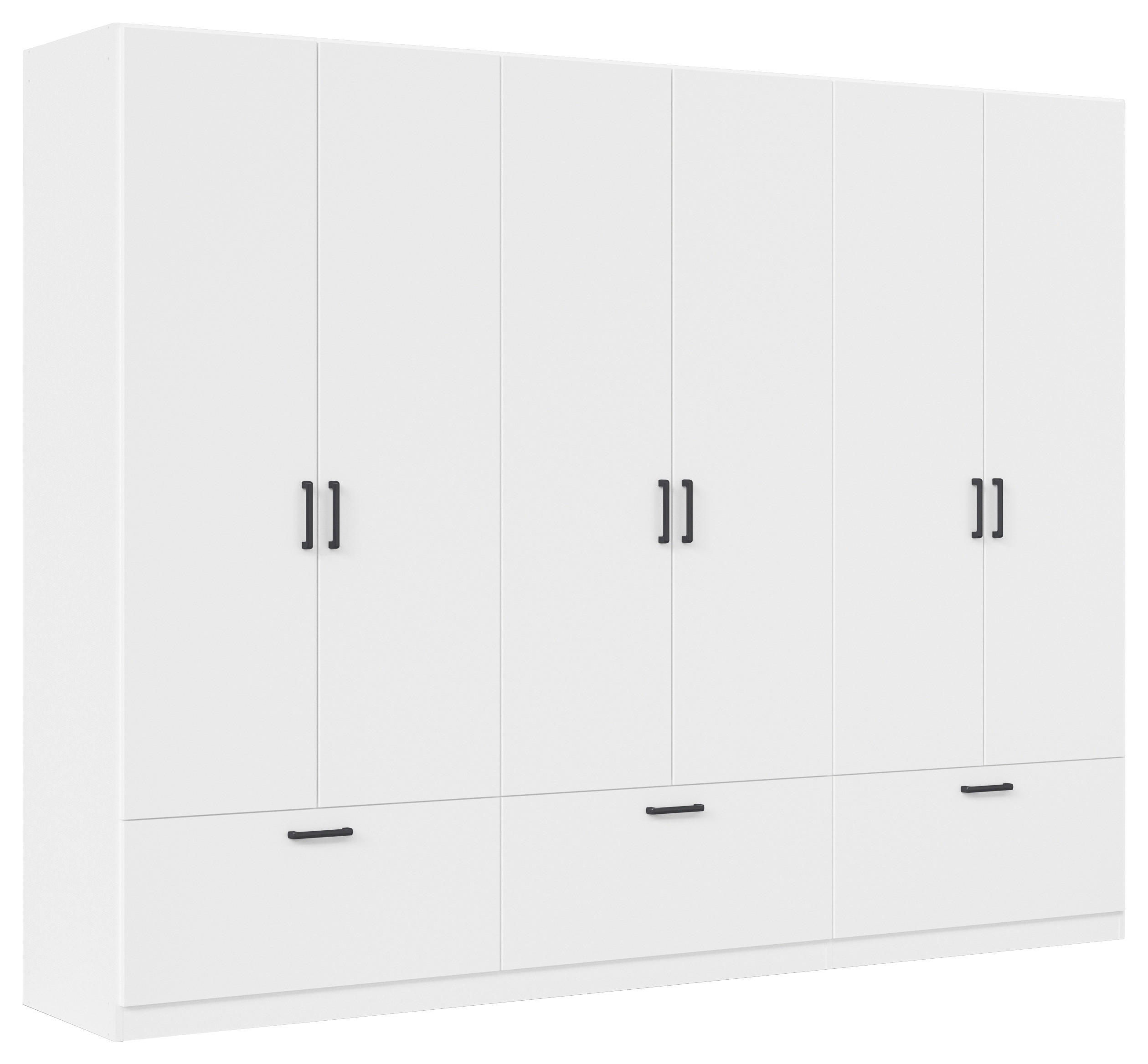 KLEIDERSCHRANK 271/210/54 cm,  in Weiß, 6-türig  - Weiß/Grau, Basics, Holzwerkstoff/Metall (271/210/54cm) - Rauch Möbel