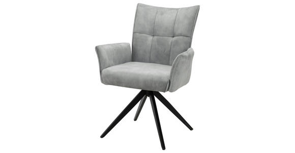 ARMLEHNSTUHL in Eisen Samt - Hellgrau/Schwarz, Design, Textil/Metall (62/92/66cm) - Hom`in