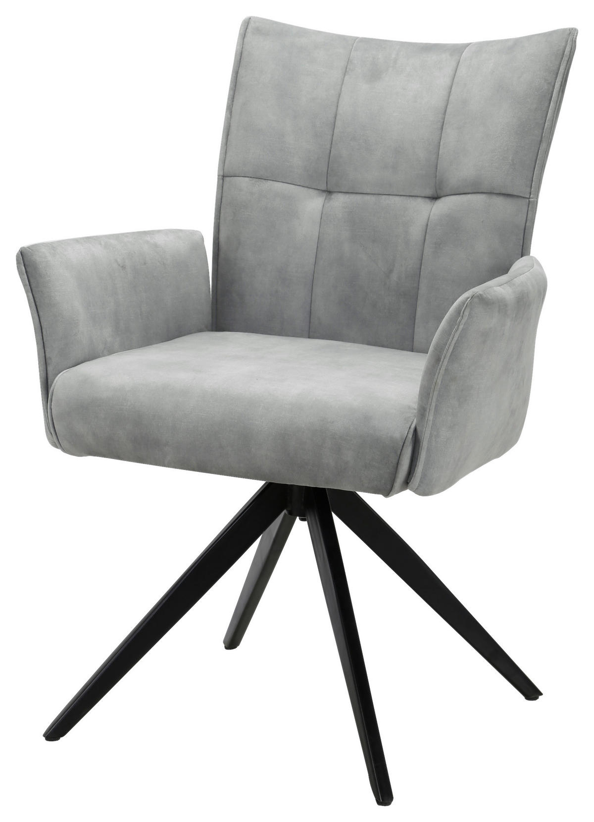 ARMLEHNSTUHL  in Eisen Samt  - Hellgrau/Schwarz, Design, Textil/Metall (62/92/66cm) - Hom`in