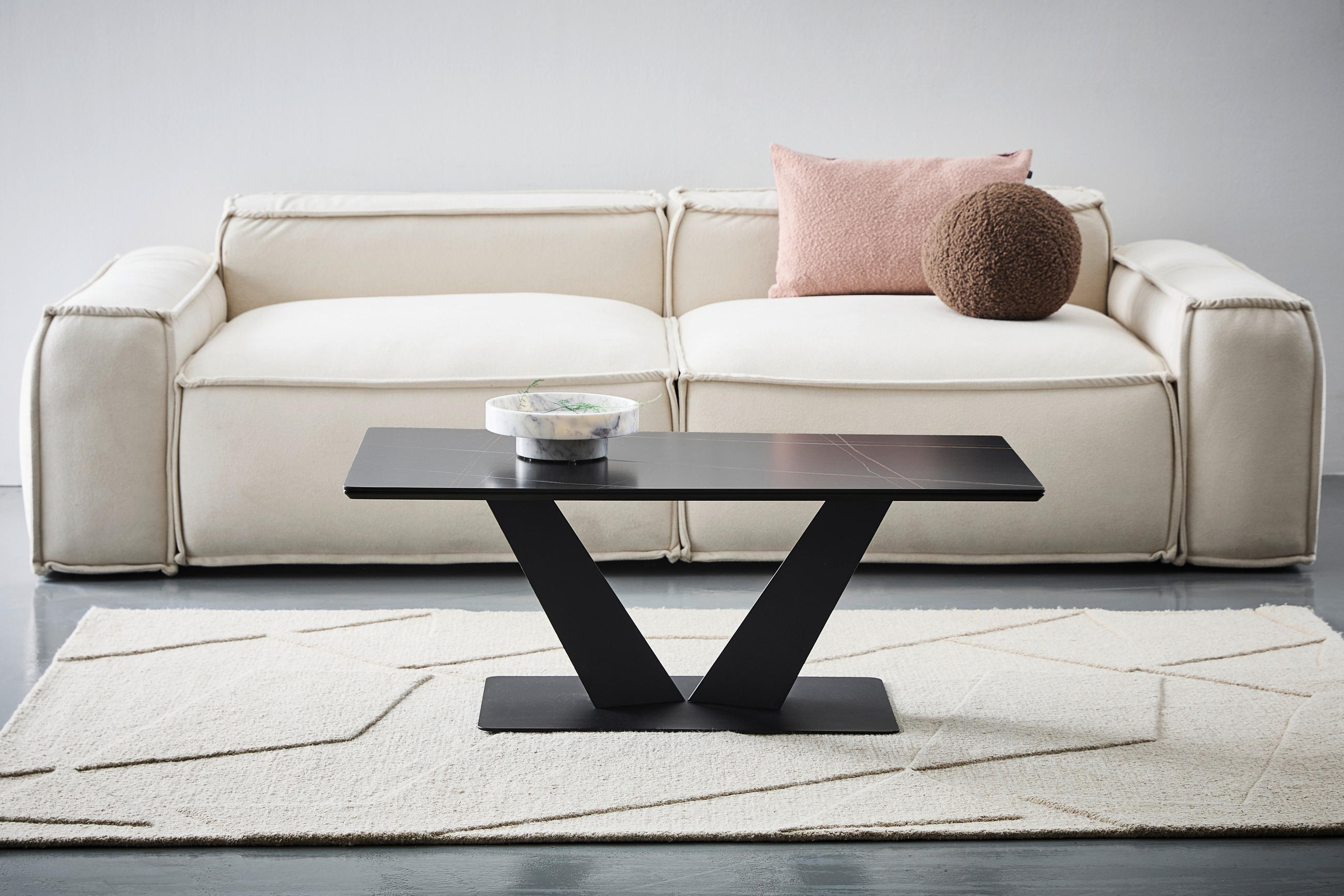 COUCHTISCH 110/60/42 cm rechteckig Schwarz  - Schwarz, Design, Keramik/Metall (110/60/42cm) - Stylife