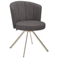 STUHL Mikrofaser Edelstahlfarben, Mokka  - Edelstahlfarben/Mokka, Design, Textil/Metall (62/83/64cm) - Venjakob