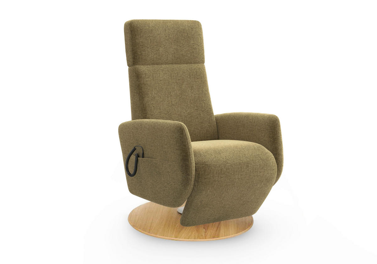RELAXSESSEL Flachgewebe Aufstehhilfe    - Eichefarben/Olivgrün, KONVENTIONELL, Holz/Textil (71/110/82cm) - Sit & More