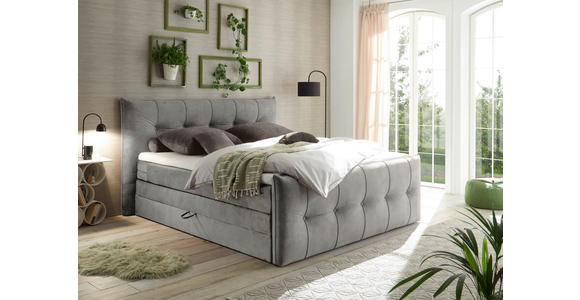 BOXSPRINGBETT 180/200 cm  in Hellgrau  - Hellgrau/Schwarz, KONVENTIONELL, Kunststoff/Textil (180/200cm) - Esposa