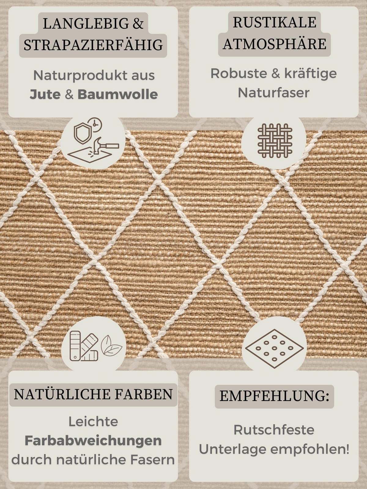 LÄUFER 80/200 cm Kunu  - Sandfarben/Weiß, Basics, Textil (80/200cm) - Hanse Home