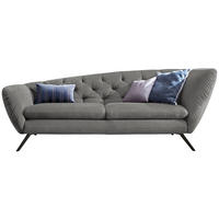 CHESTERFIELD-SOFA in Mikrofaser Grau, Schwarz  - Schwarz/Grau, Design, Textil/Metall (223/84/90cm) - Pure Home Lifestyle