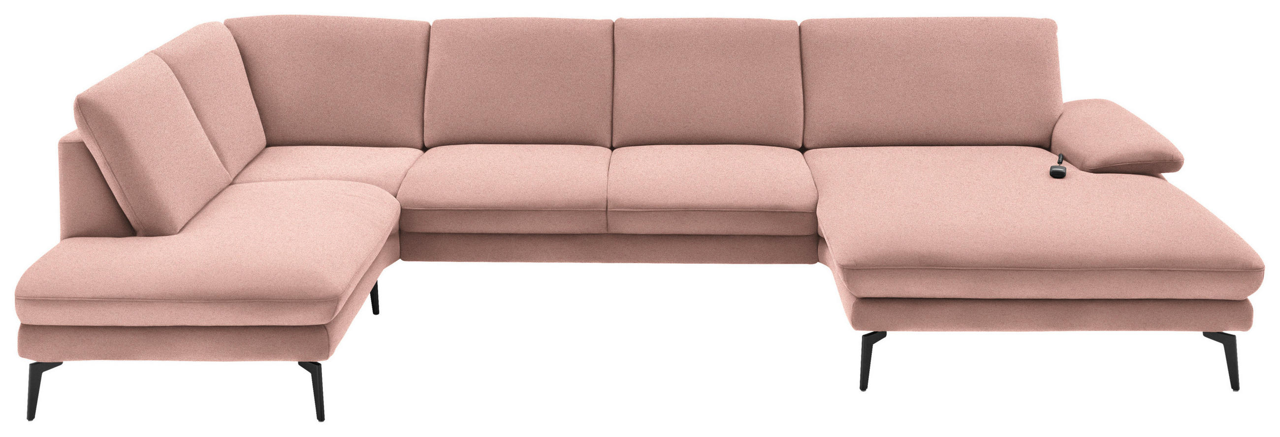 WOHNLANDSCHAFT in Webstoff Rosa  - Schwarz/Rosa, Design, Textil/Metall (208/344/180cm) - Dieter Knoll