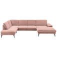 WOHNLANDSCHAFT  in Webstoff Rosa  - Schwarz/Rosa, Design, Textil/Metall (208/344/180cm) - Dieter Knoll