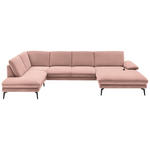 WOHNLANDSCHAFT Rosa Webstoff  - Schwarz/Rosa, Design, Textil/Metall (208/344/180cm) - Dieter Knoll