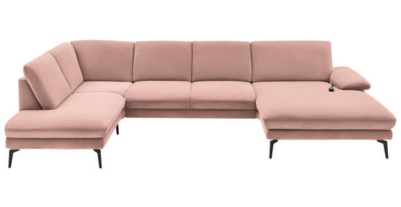 WOHNLANDSCHAFT  in Webstoff Rosa  - Schwarz/Rosa, Design, Textil/Metall (208/344/180cm) - Dieter Knoll