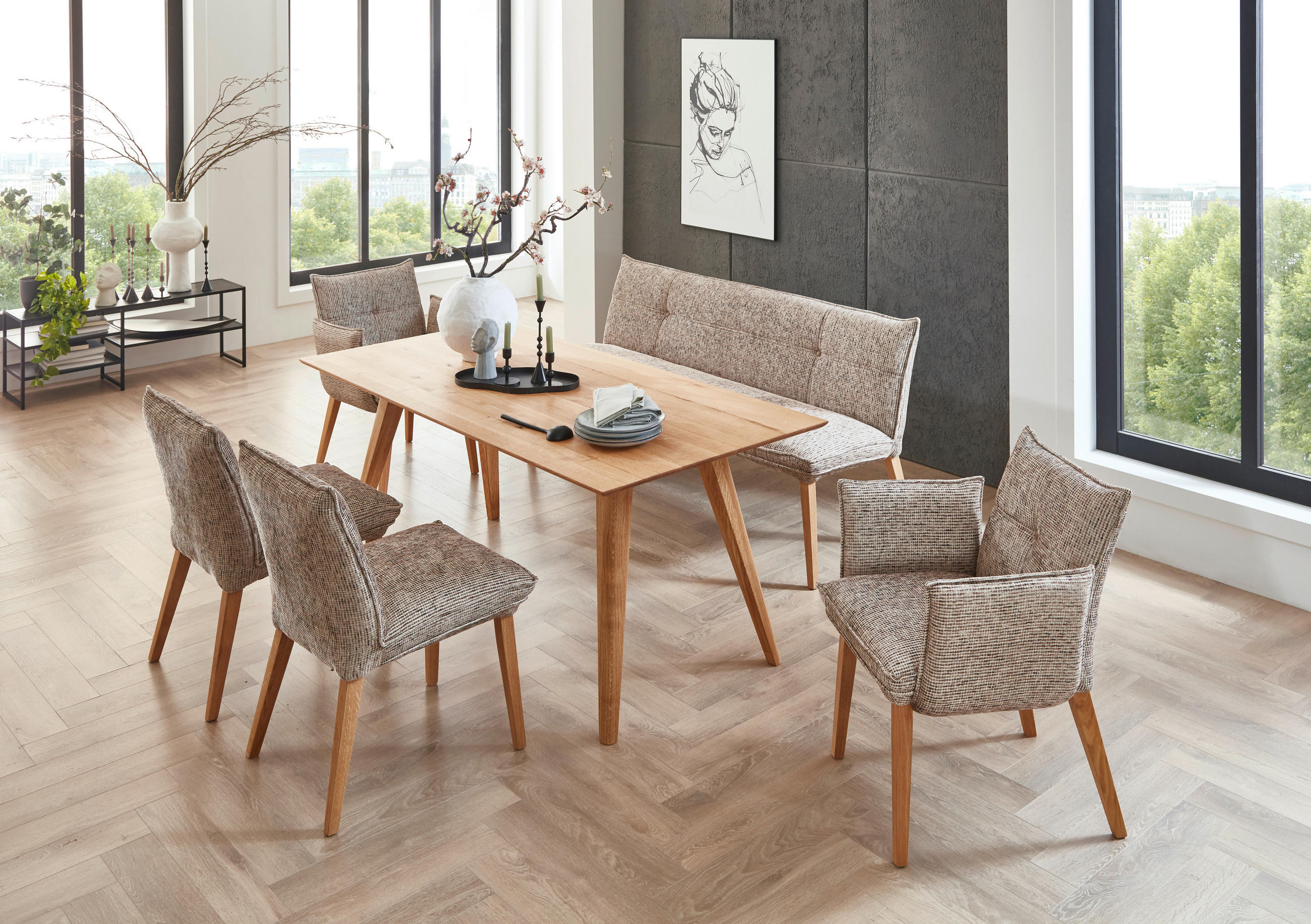 ESSTISCH Eiche massiv rechteckig Eichefarben  - Eichefarben, KONVENTIONELL, Holz (180/90/76cm) - Voleo