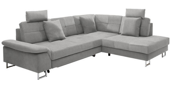 ECKSOFA in Flachgewebe Beige  - Chromfarben/Beige, Design, Textil/Metall (296/229cm) - Novel