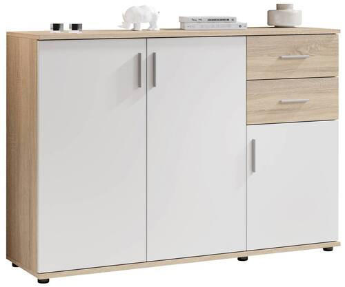 KOMÓD 120/84/35 cm  - ezüst/Sonoma tölgy, Design, műanyag/faalapú anyag (120/84/35cm) - Xora
