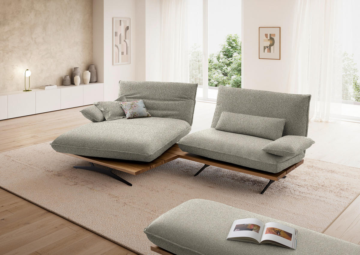 ECKSOFA Chenille, Flachgewebe Wildeiche, Greige  - Wildeiche/Greige, Design, Holz/Textil (161/284cm) - Koinor