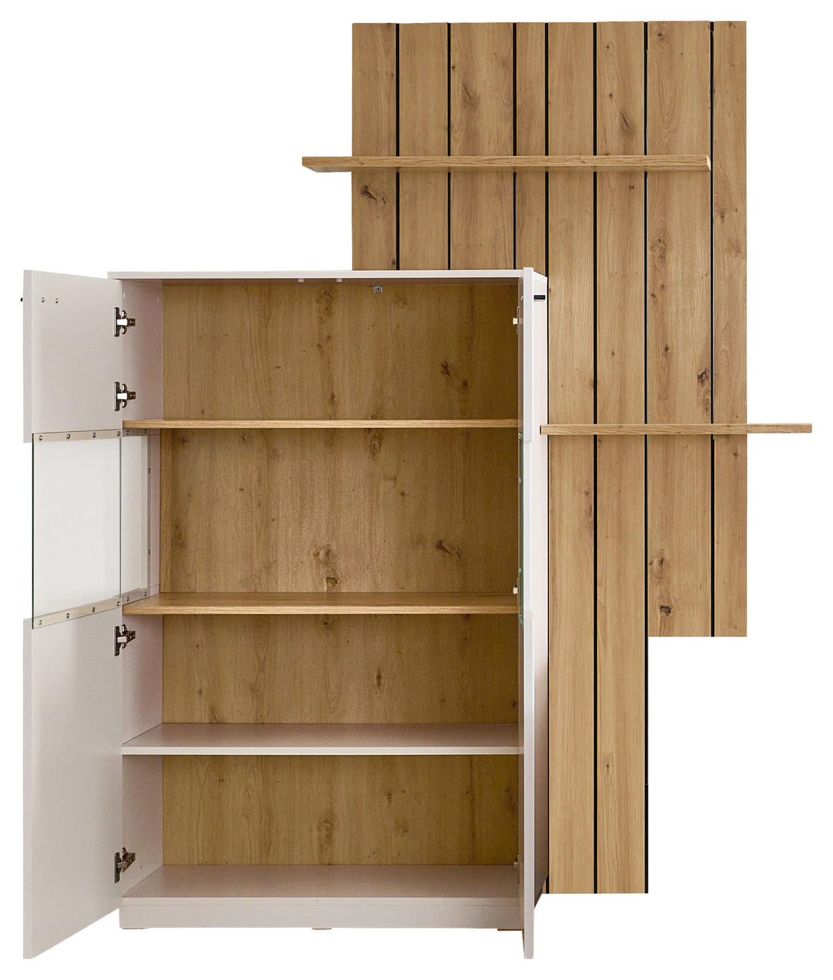 HIGHBOARD  150/197/37 cm  - Weiss/Schwarz, Design, Glas/Holzwerkstoff (150/197/37cm) - Stylife