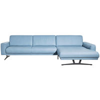 ECKSOFA in Echtleder Hellblau  - Anthrazit/Hellblau, Konventionell, Leder/Metall (324/179cm) - Johann Jakob
