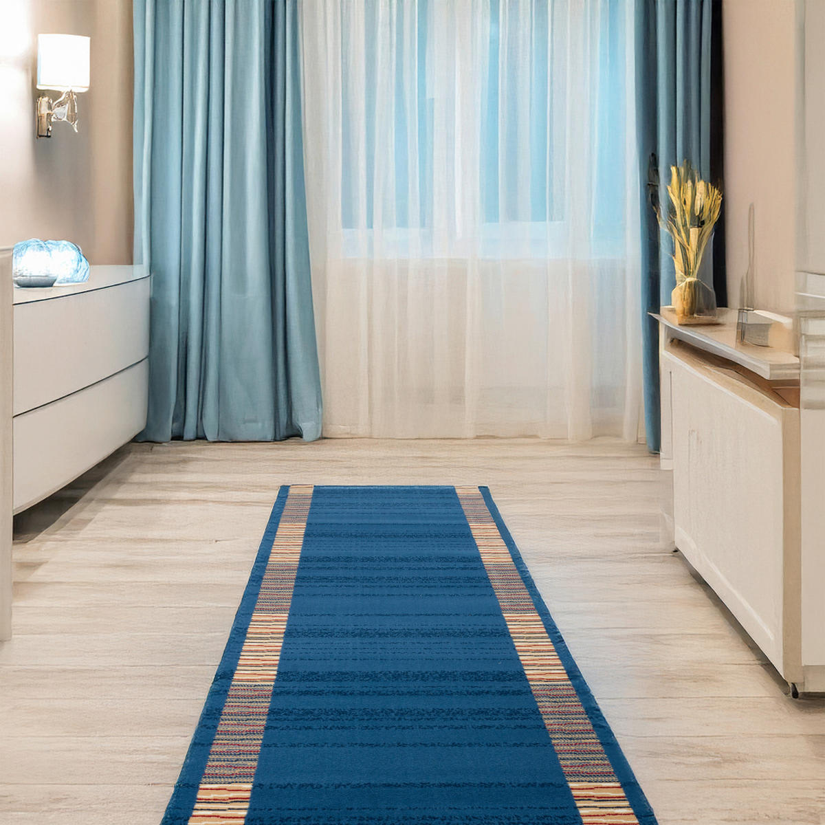 LÄUFER 80/350 cm Shiraz Blau, Beige  - Blau/Beige, LIFESTYLE, Textil (80/350cm)